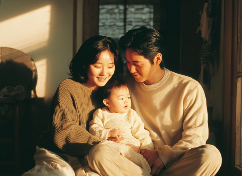 Happy family with young child representing life insurance protection and family security