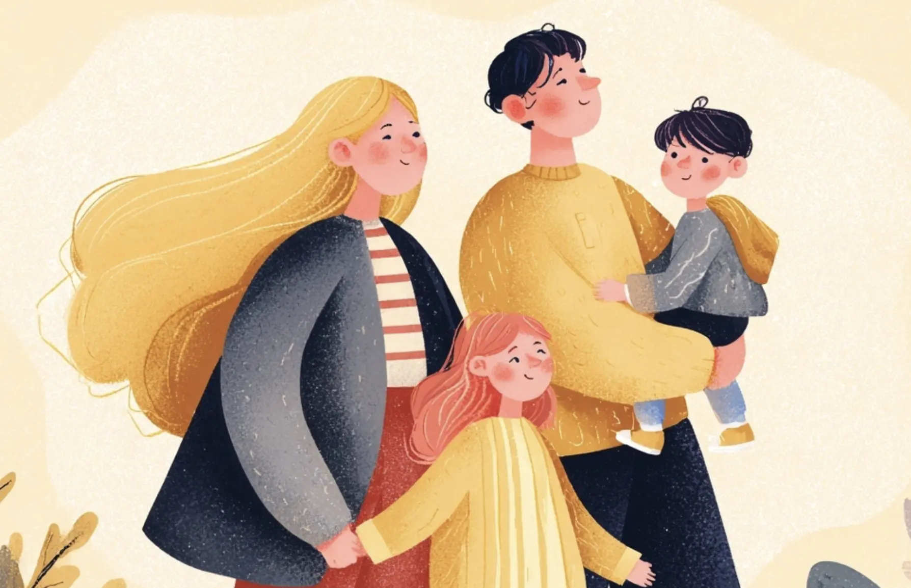Happy family illustration representing life insurance protection for UK families